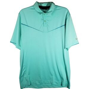 Nike Golf Tour Performance Mens Medium‎ Aqua Teal Black Active Dri-Fit Polo